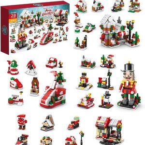 Christmas Advent Calendar, Kids 24 Days Countdown Xmas Building Blocks Toys 28